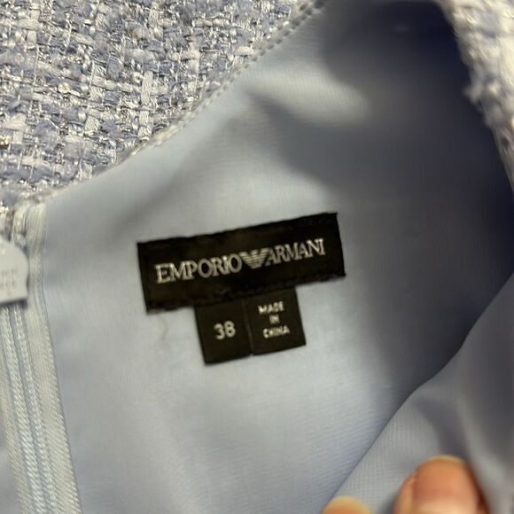 Emporio Armani Sleeveless Tweed Dress blue lined 38 US size 2 a line - Picture 5 of 12